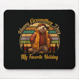 Happy Groundhog Day Funny Cute Ground Hog Animal L Mouse Pad