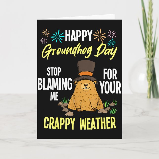 Happy Groundhog Day Funny Groundhog Lover  Card (Front)