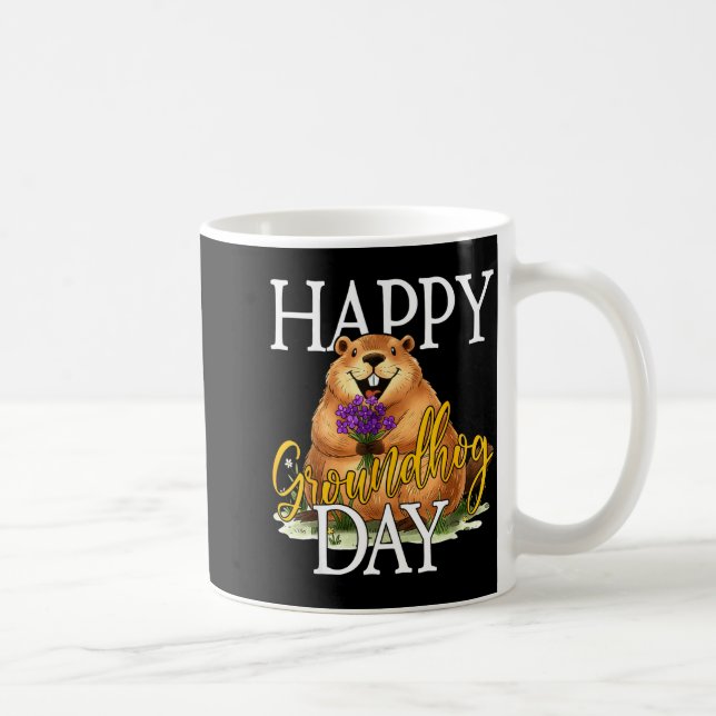Happy Groundhog Day Funny Groundhog Meme Animal Lo Coffee Mug (Right)