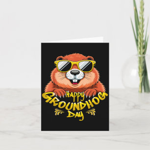 Happy Groundhog Day Funny Groundhog Sungles Cute Card
