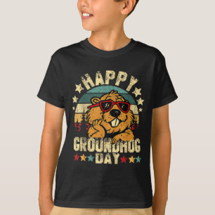 Happy Groundhog Day Funny Groundhog Sungles Cute  T-Shirt