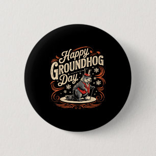 Happy Groundhog Day Ground Hog Animal Costume Men  Button