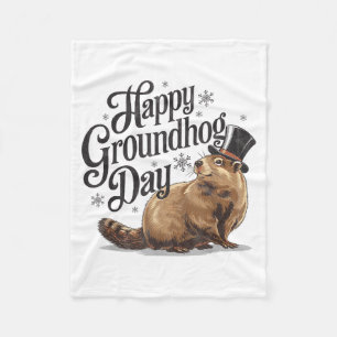 Happy Groundhog Day Ground Hog Animal Costume Men Fleece Blanket