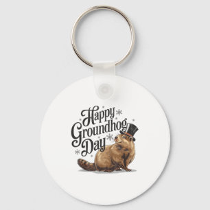 Happy Groundhog Day Ground Hog Animal Costume Men Keychain