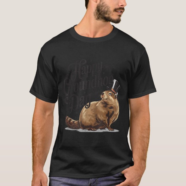 Happy Groundhog Day Ground Hog Animal Costume Men  T-Shirt (Front)