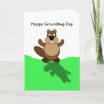 Happy Groundhog Day, Groundhog Arms Up Card at Zazzle