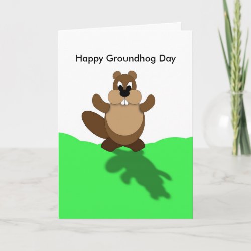 Happy Groundhog Day Groundhog Arms Up Card