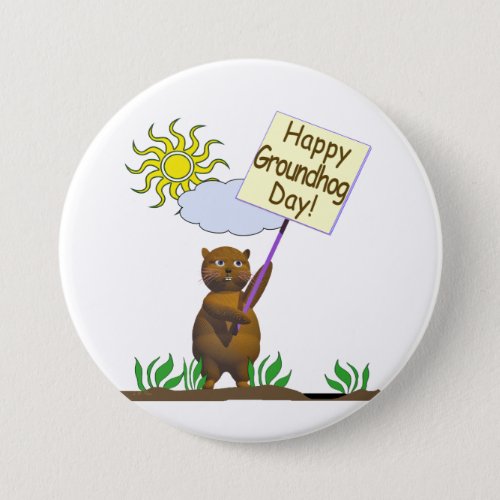 Happy Groundhog Day Groundhog Button