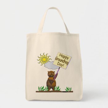 Happy Groundhog Day Groundhog Tote Bag by Peerdrops at Zazzle