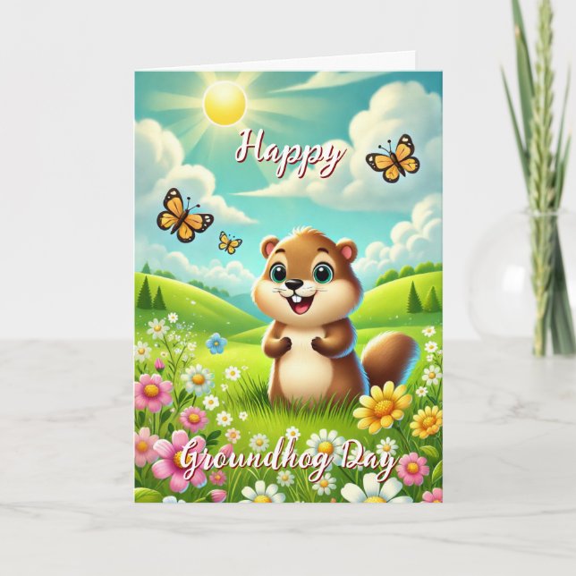 Happy Groundhog Day & History Card Welcome Spring (Front)