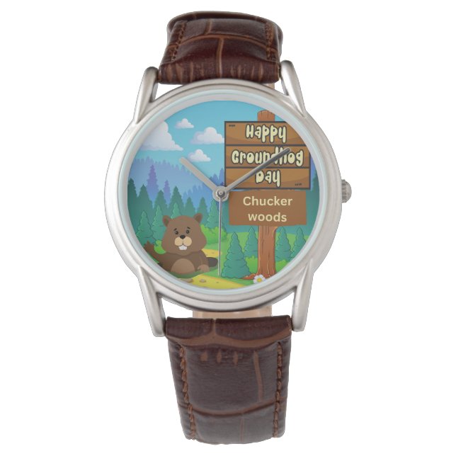 happy groundhog day in woods   watch (Front)