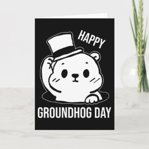 Happy Groundhog Day Line Art Card