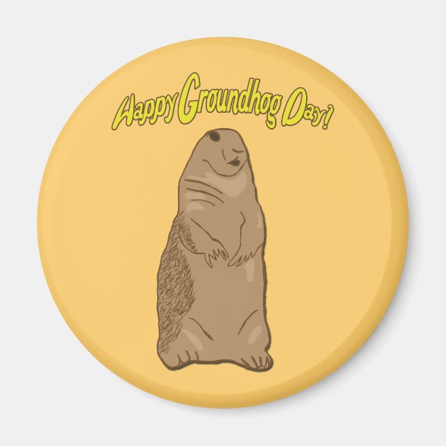 Happy Groundhog Day Magnet (Front)