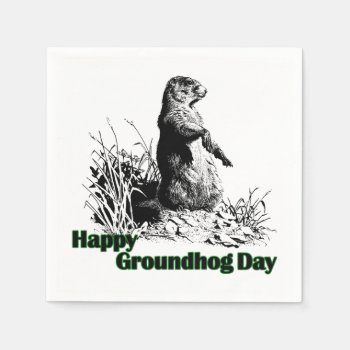 Happy Groundhog Day Party Paper Napkins by ZazzleHolidays at Zazzle