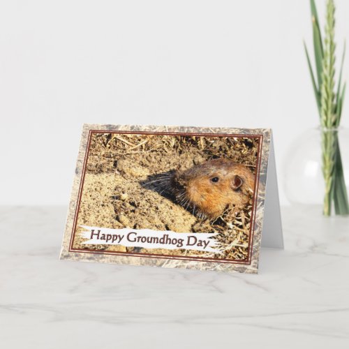 Happy Groundhog Day Peeking Out Card