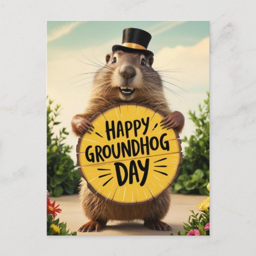 Happy Groundhog Day Postcard Happy Groundhog Day Postcard