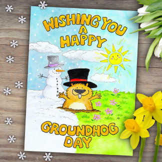 Happy Groundhog Day Postcard