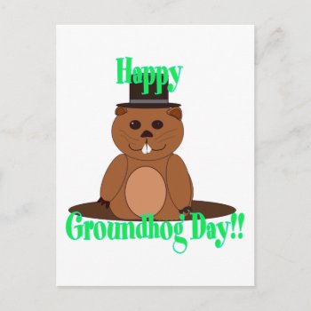 Happy Groundhog Day! Postcard by JeanC_PurpleDucky at Zazzle