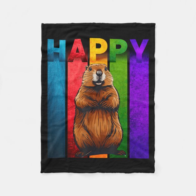 Happy Groundhog Day Tee  Fleece Blanket (Front)