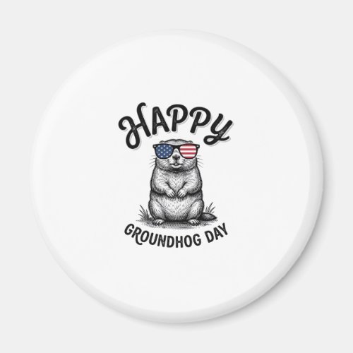 Happy Groundhog Day Vintage Engraving Shirt Design Magnet