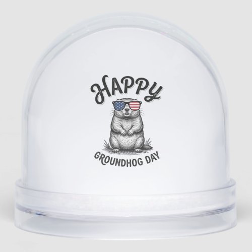Happy Groundhog Day Vintage Engraving Shirt Design Snow Globe