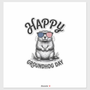 Happy Groundhog Day Vintage Engraving Shirt Design Sticker