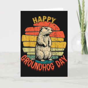 Happy Groundhog Day Vintage Funny Woodchuck Retro Card
