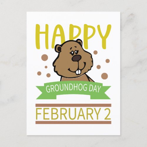 Happy Groundhogs Day February 2 Postcard