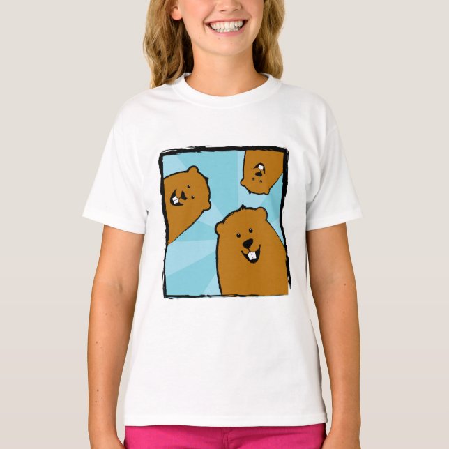 Happy Groundhogs with Smiles T-Shirt (Front)