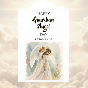 Happy Guardian Angel Day   (Caucasian) Card