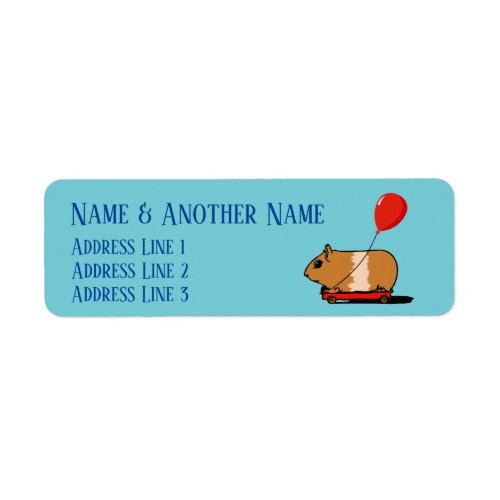 Happy Guinea Pig with Balloon Return Address Label