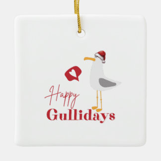 Happy Gullidays Christmas Ceramic Ornament