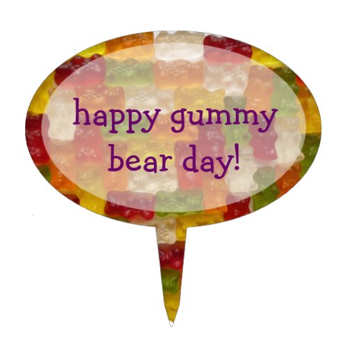 happy gummy bear day cake topper