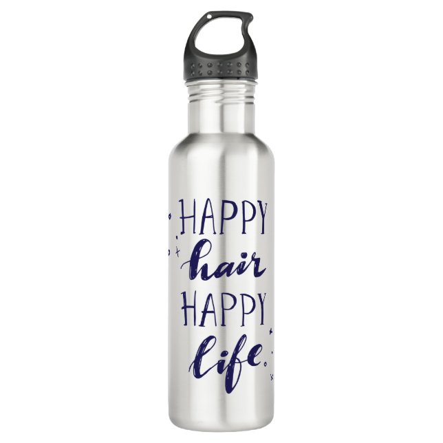 Happy Hair Happy Life Stainless Steel Water Bottle (Front)