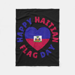 Happy Haitian Flag Day Cool Haiti Flag Heart Women Fleece Blanket