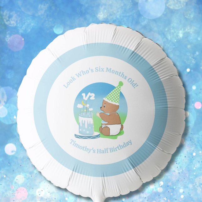 Happy Half Birthday Baby Bear with Cake Party Balloon (Creator Uploaded)