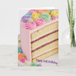 Happy Half Birthday Cake half birthday party Card