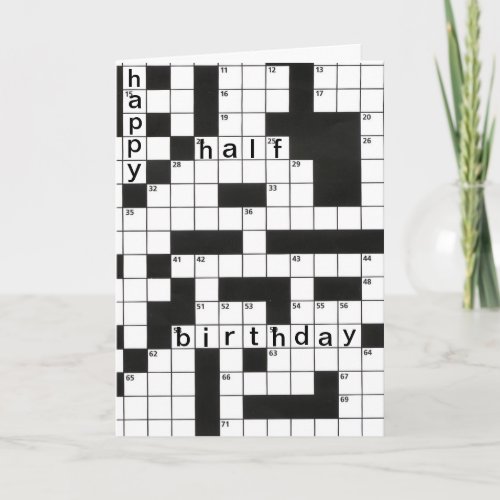 happy half birthday crossword puzzle card