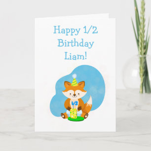 Happy Half Birthday Son Baby Fox with Birthday Card