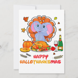 Happy Hallo Elephant Drinking Wine Thank You Gift Announcement