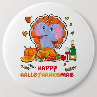 Happy Hallo Elephant Drinking Wine Thank You Gift  Button