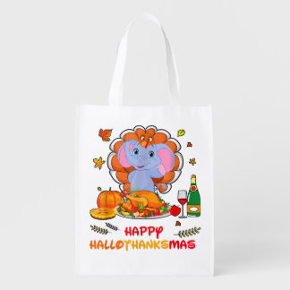 Happy Hallo Elephant Drinking Wine Thank You Gift Grocery Bag