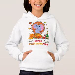 Happy Hallo Elephant Drinking Wine Thank You Gift  Hoodie