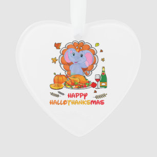Happy Hallo Elephant Drinking Wine Thank You Gift Ornament