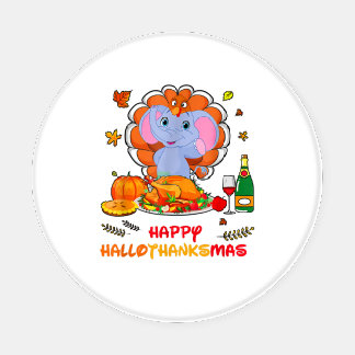 Happy Hallo Thanks Mas Elephant Thanksgiving Gift Coaster Set