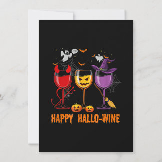 happy hallo-wine funny halloween glass wine drink holiday card