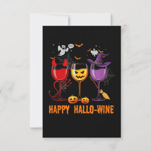 happy hallo_wine funny halloween glass wine drink thank you card