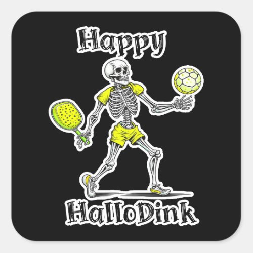 Happy Hallodink  Halloween and Pickleball Pun Square Sticker