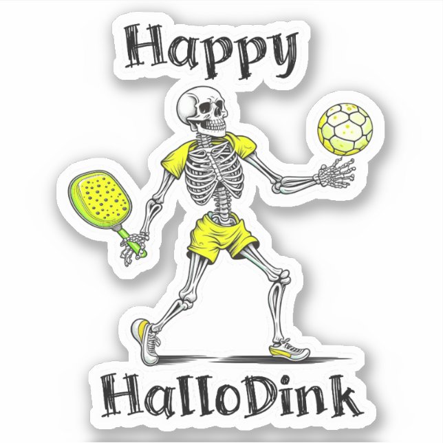 Happy Hallodink | Halloween and Pickleball Pun Sticker (Front)