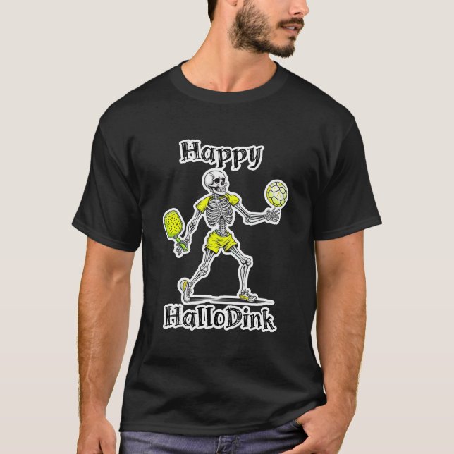 Happy Hallodink | Halloween and Pickleball Pun T-Shirt (Front)